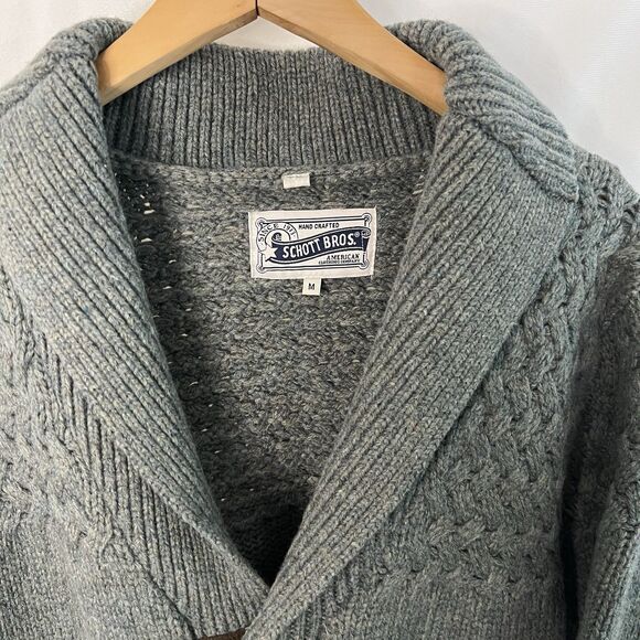 VTG Schott Bros Wool Blend Cardigan sweater corduroy accents button down Medium - Picture 8 of 8